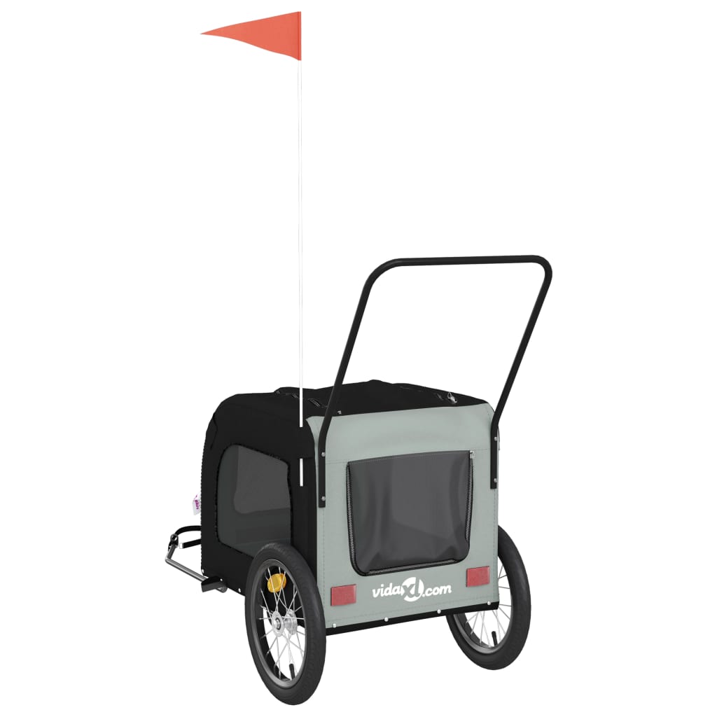 Rimorchio da Bici per Animali Nero e Grigio Oxford e Ferro - homemem39