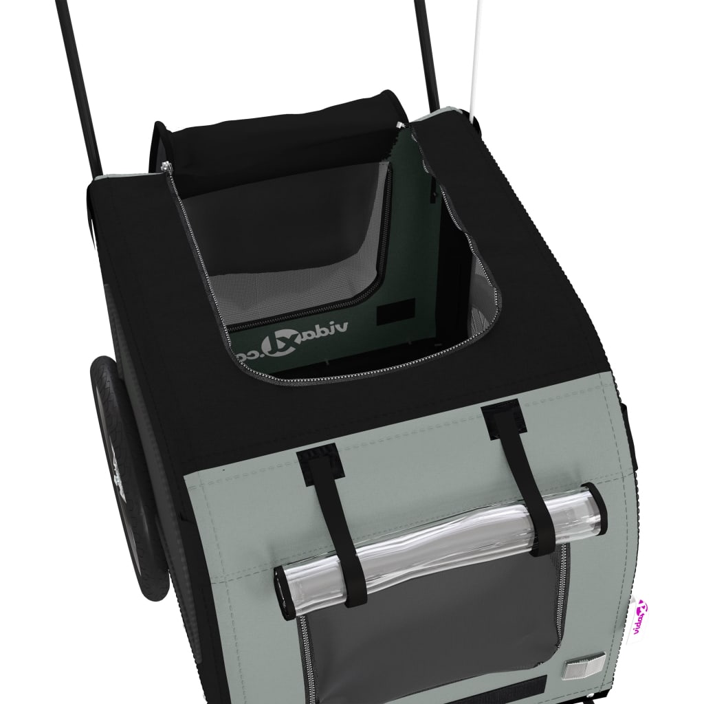 Rimorchio da Bici per Animali Nero e Grigio Oxford e Ferro - homemem39