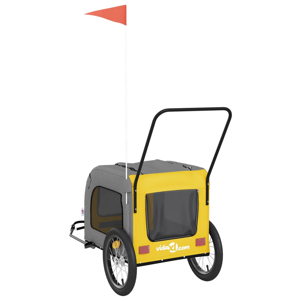 Rimorchio da Bici per Animali Giallo e Grigio Oxford e Ferro - homemem39