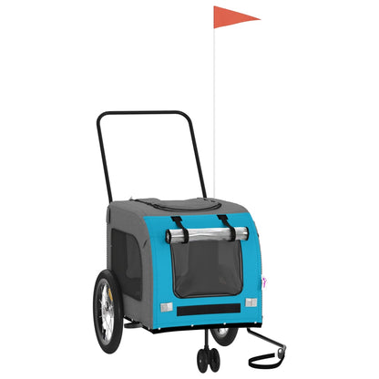 Rimorchio da Bici per Animali Blu e Grigio Oxford e Ferro - homemem39