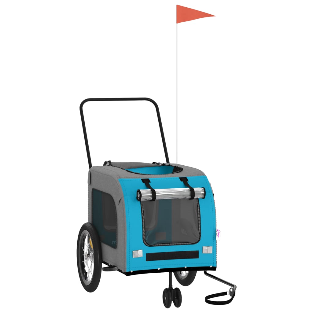 Rimorchio da Bici per Animali Blu e Grigio Oxford e Ferro - homemem39