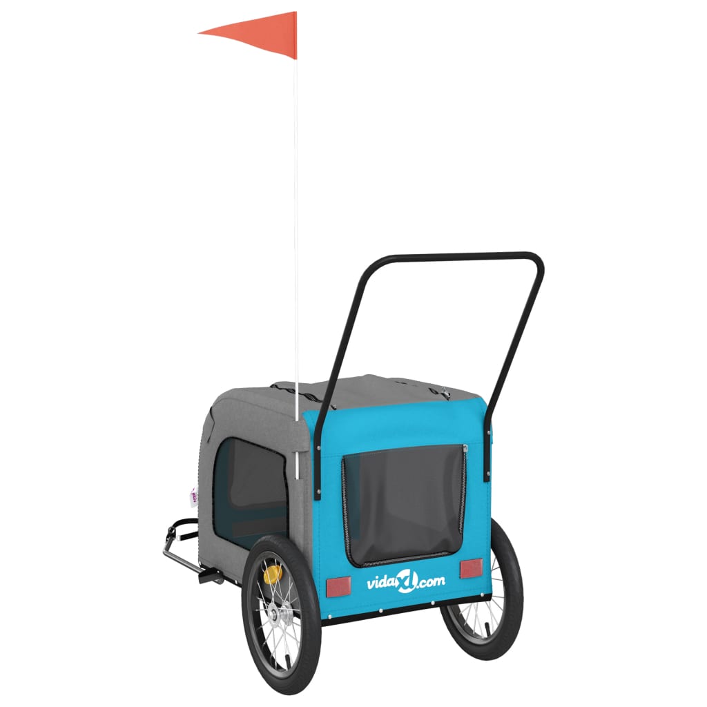 Rimorchio da Bici per Animali Blu e Grigio Oxford e Ferro - homemem39