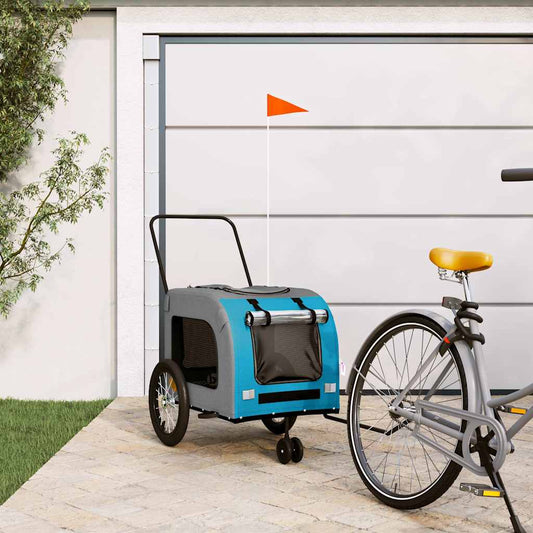 Rimorchio da Bici per Animali Blu e Grigio Oxford e Ferro | homemem39