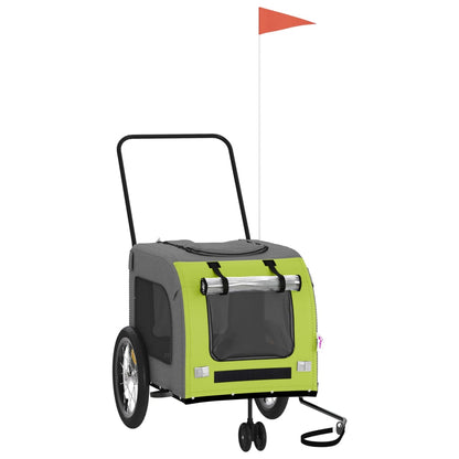 Rimorchio da Bici per Animali Verde e Grigio Oxford e Ferro - homemem39