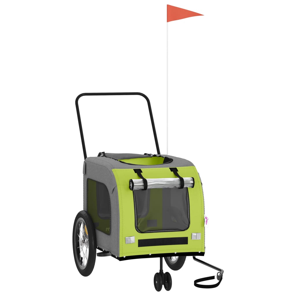 Rimorchio da Bici per Animali Verde e Grigio Oxford e Ferro - homemem39