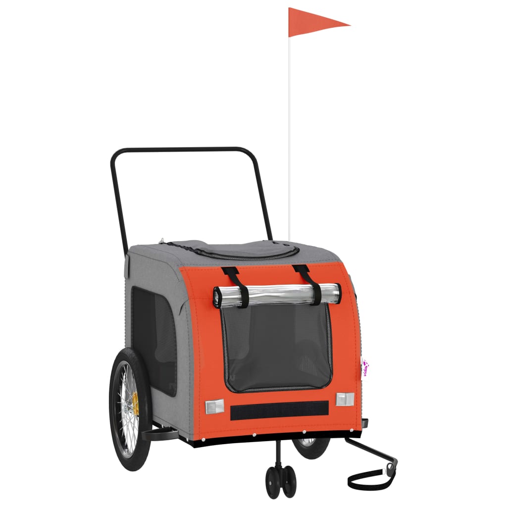 Rimorchio da Bici per Animali Arancione e Grigio Oxford e Ferro - homemem39