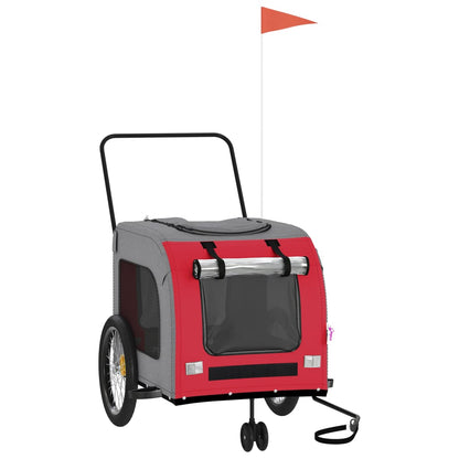 Rimorchio da Bici per Animali Rosso e Grigio Oxford e Ferro - homemem39
