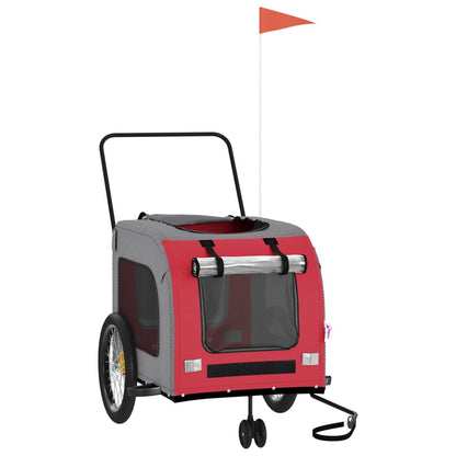 Rimorchio da Bici per Animali Rosso e Grigio Oxford e Ferro - homemem39