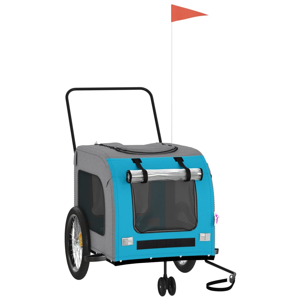 Rimorchio da Bici per Animali Blu e Grigio Oxford e Ferro - homemem39