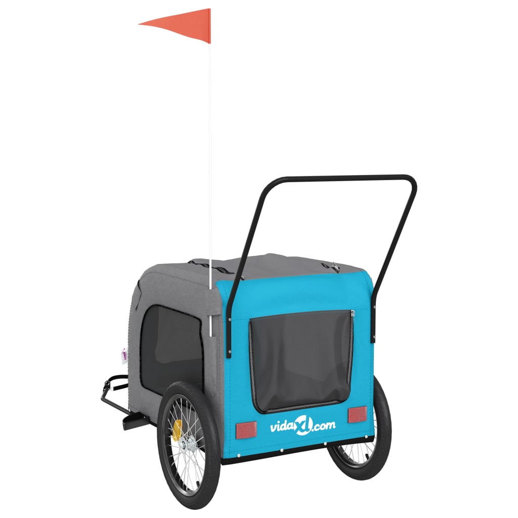 Rimorchio da Bici per Animali Blu e Grigio Oxford e Ferro - homemem39