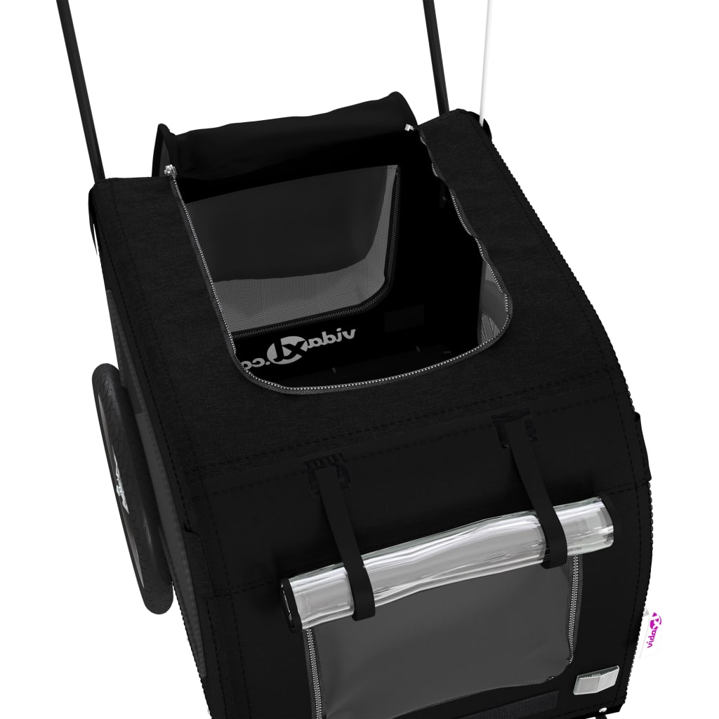 Rimorchio da Bici per Animali Nero Oxford e Ferro - homemem39