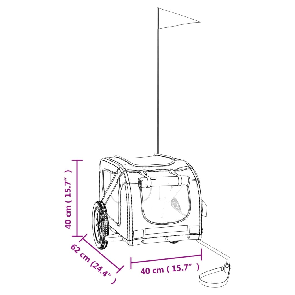 Rimorchio da Bici per Animali Arancione e Grigio Oxford e Ferro - homemem39