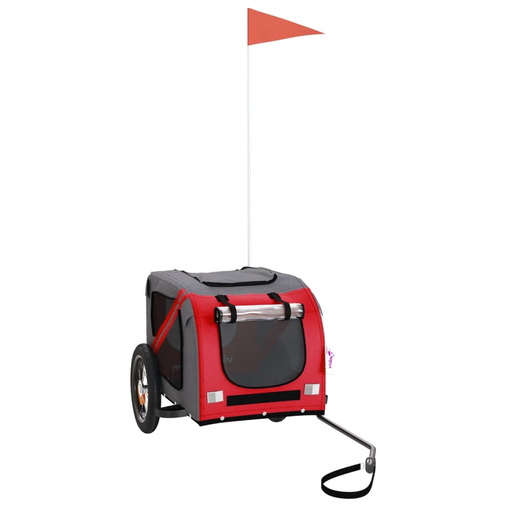 Rimorchio da Bici per Animali Rosso e Grigio Oxford e Ferro - homemem39