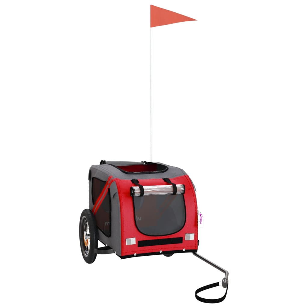Rimorchio da Bici per Animali Rosso e Grigio Oxford e Ferro - homemem39