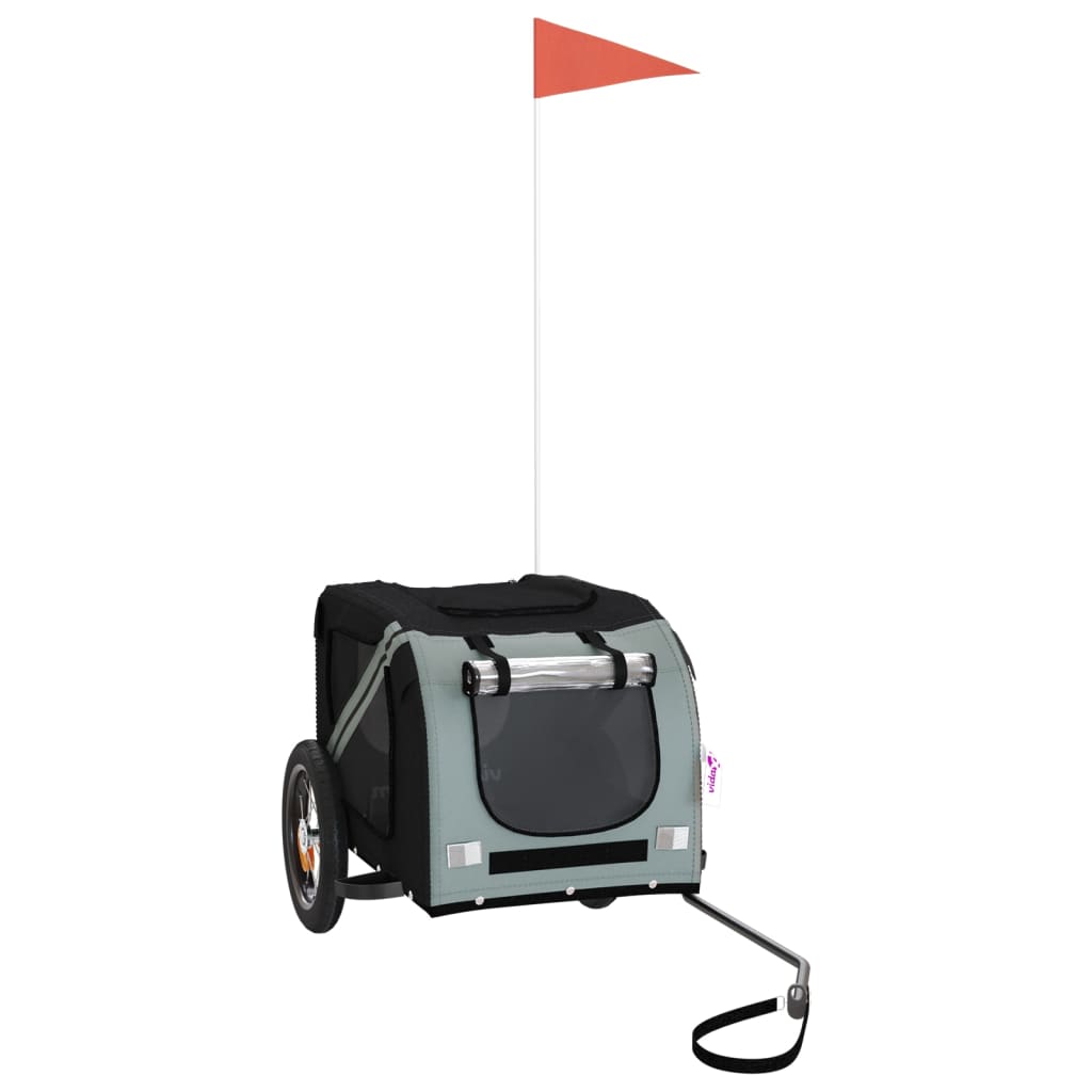 Rimorchio da Bici per Animali Grigio e Nero Oxford e Ferro - homemem39