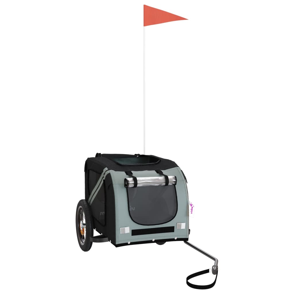 Rimorchio da Bici per Animali Grigio e Nero Oxford e Ferro - homemem39