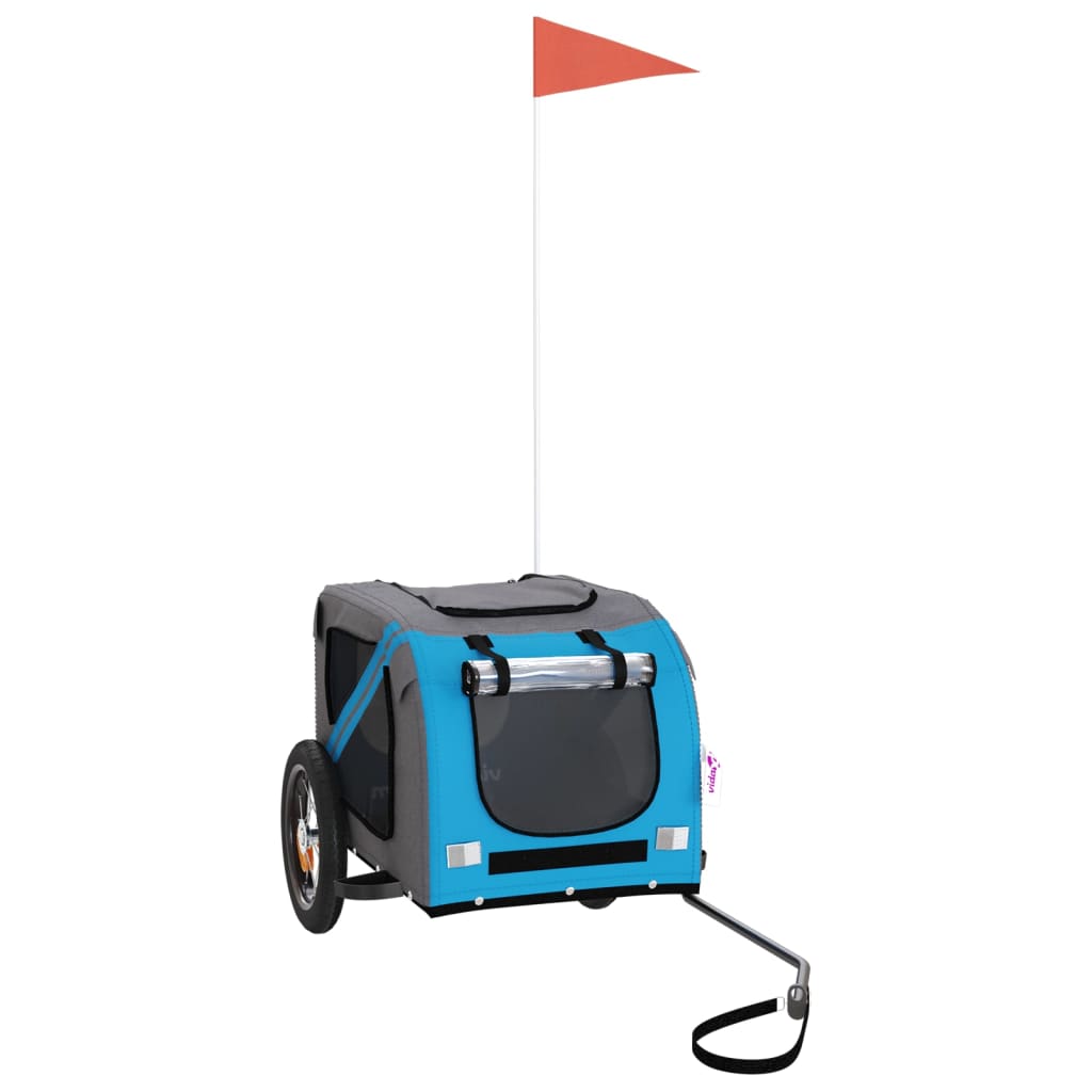 Rimorchio da Bici per Animali Blu e Grigio Oxford e Ferro - homemem39