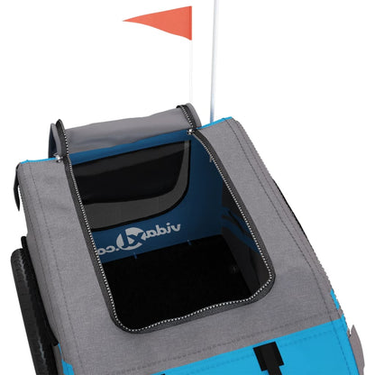 Rimorchio da Bici per Animali Blu e Grigio Oxford e Ferro - homemem39