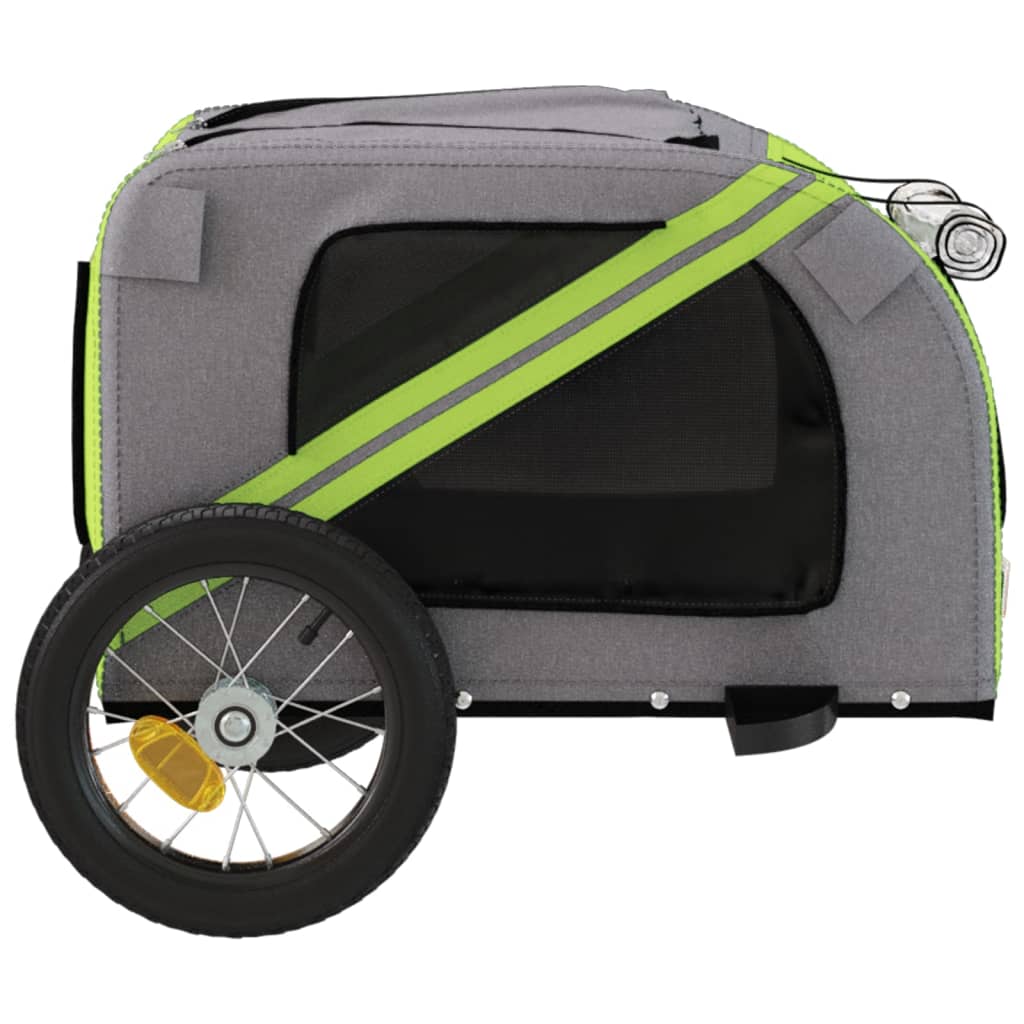 Rimorchio da Bici per Animali Verde e Grigio Oxford e Ferro | homemem39