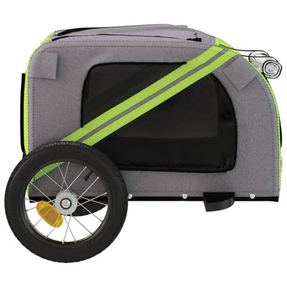 Rimorchio da Bici per Animali Verde e Grigio Oxford e Ferro | homemem39