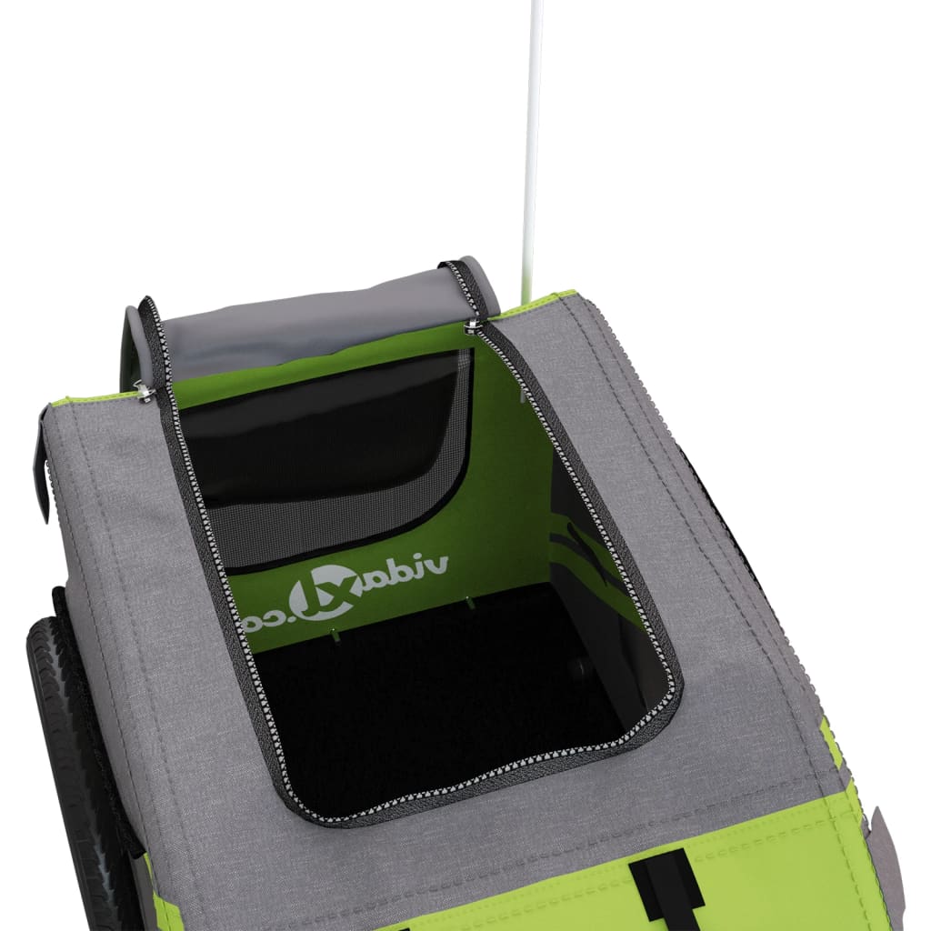 Rimorchio da Bici per Animali Verde e Grigio Oxford e Ferro - homemem39