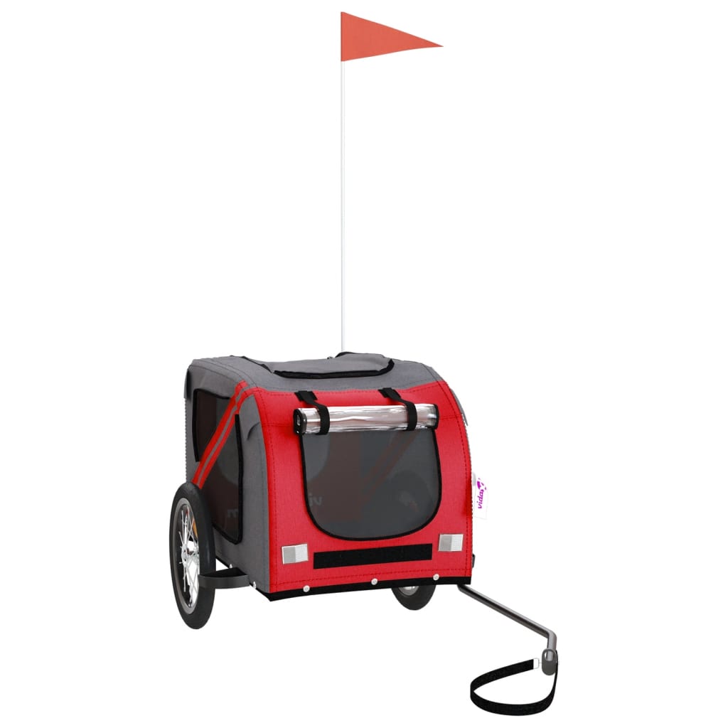 Rimorchio da Bici per Animali Rosso e Grigio Oxford e Ferro - homemem39
