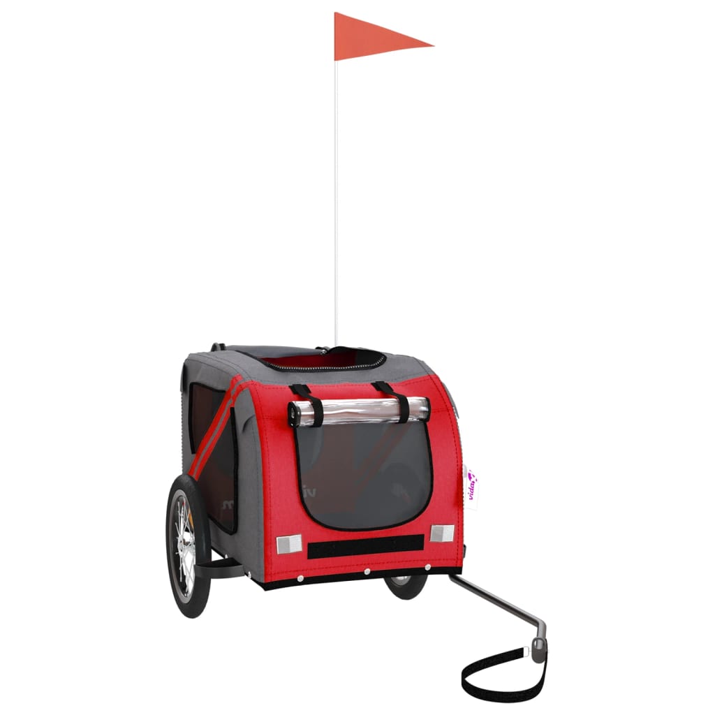 Rimorchio da Bici per Animali Rosso e Grigio Oxford e Ferro - homemem39