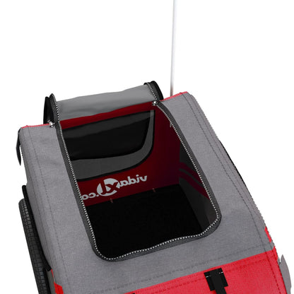 Rimorchio da Bici per Animali Rosso e Grigio Oxford e Ferro - homemem39