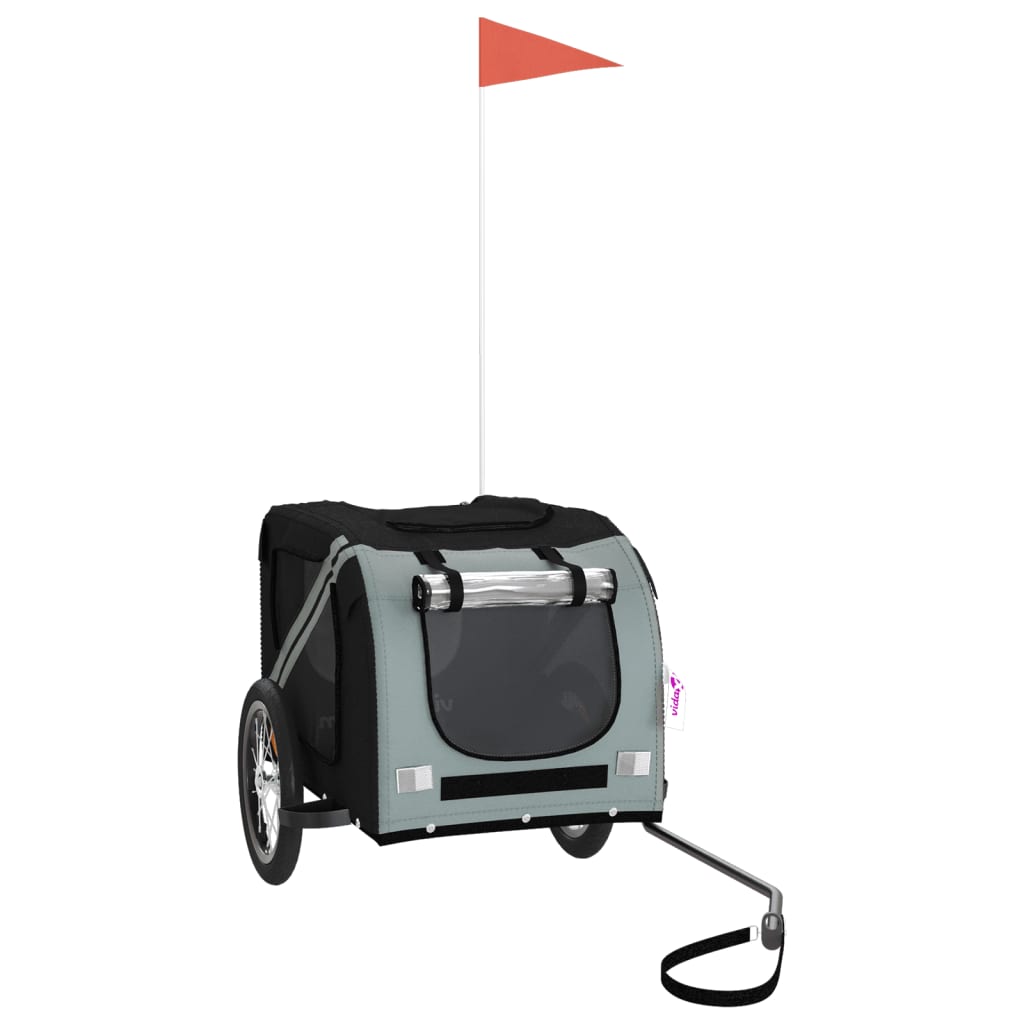 Rimorchio da Bici per Animali Nero e Grigio Oxford e Ferro - homemem39