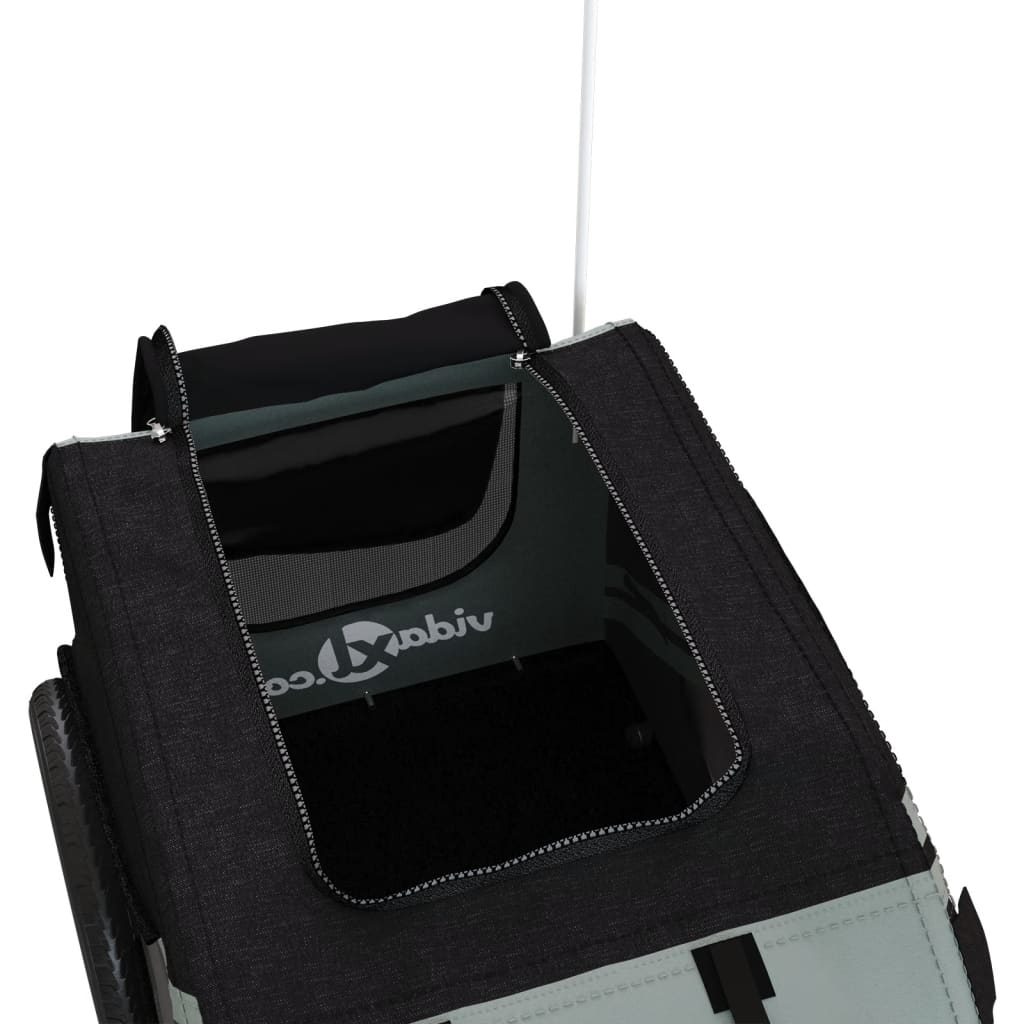 Rimorchio da Bici per Animali Nero e Grigio Oxford e Ferro - homemem39