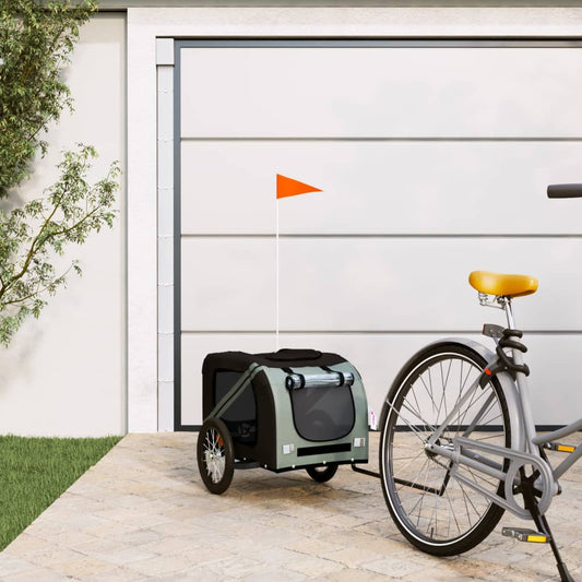 Rimorchio da Bici per Animali Nero e Grigio Oxford e Ferro - homemem39