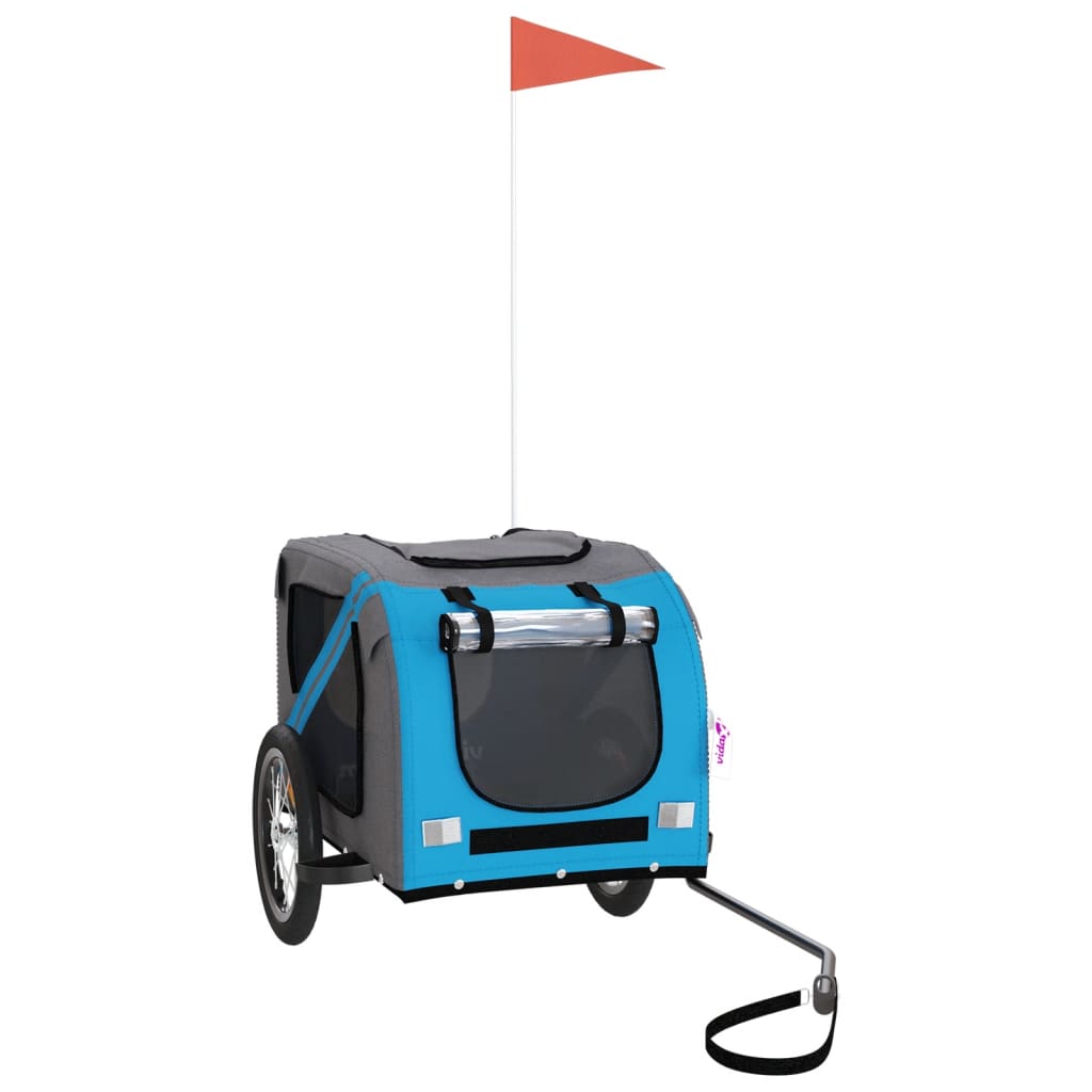 Rimorchio da Bici per Animali Blu e Grigio Oxford e Ferro - homemem39