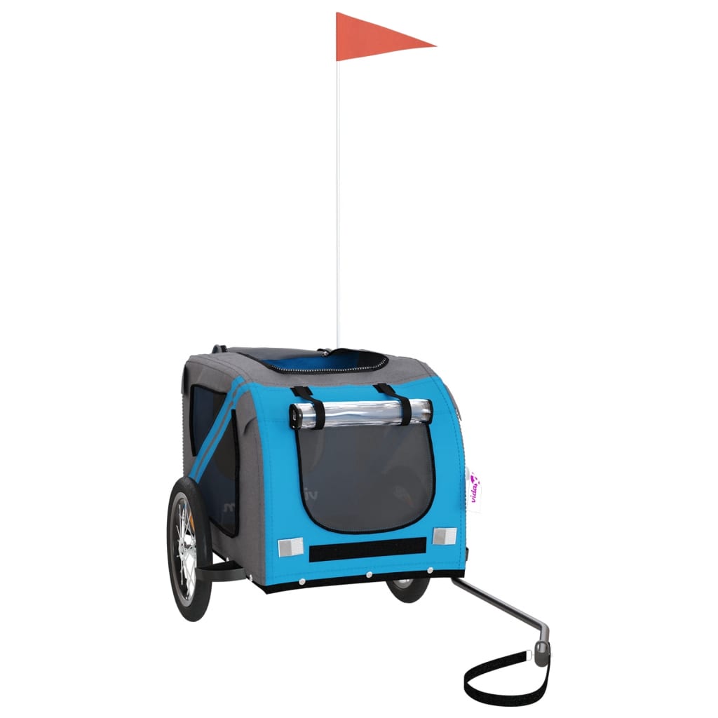 Rimorchio da Bici per Animali Blu e Grigio Oxford e Ferro - homemem39