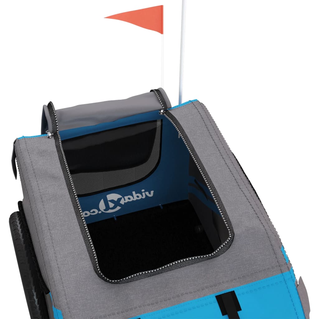 Rimorchio da Bici per Animali Blu e Grigio Oxford e Ferro - homemem39