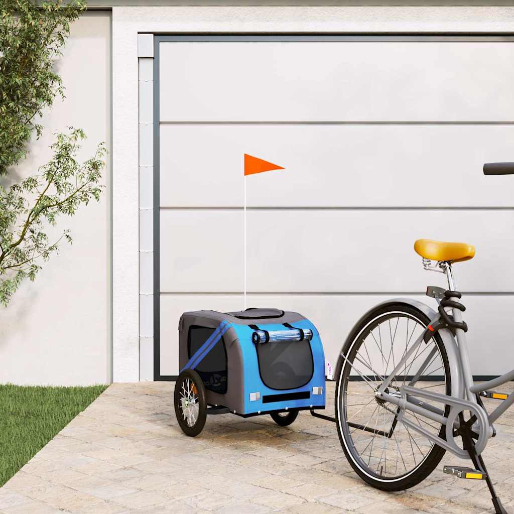 Rimorchio da Bici per Animali Blu e Grigio Oxford e Ferro | homemem39
