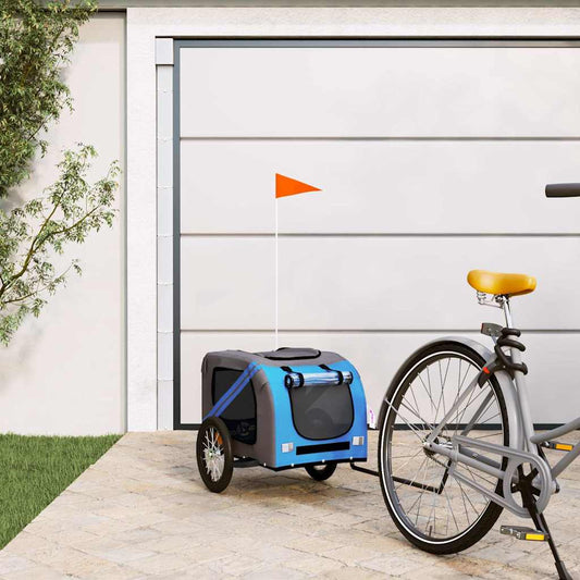 Rimorchio da Bici per Animali Blu e Grigio Oxford e Ferro | homemem39
