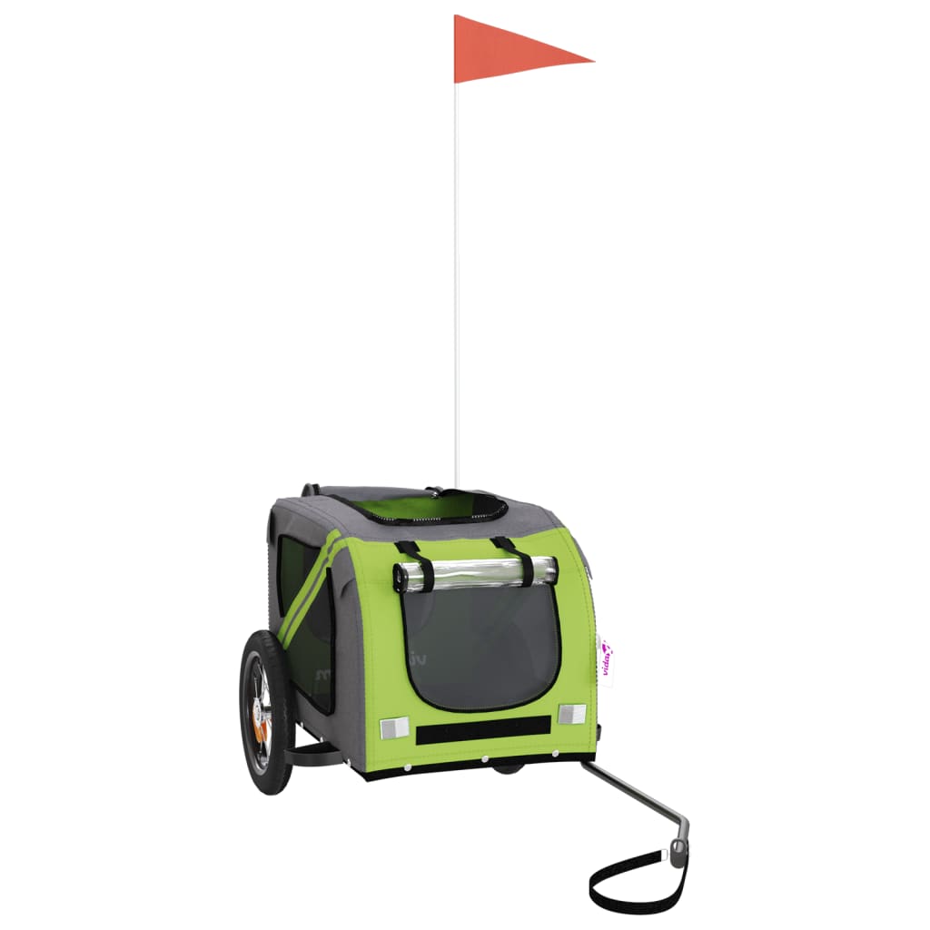 Rimorchio da Bici per Animali Verde e Grigio Oxford e Ferro - homemem39