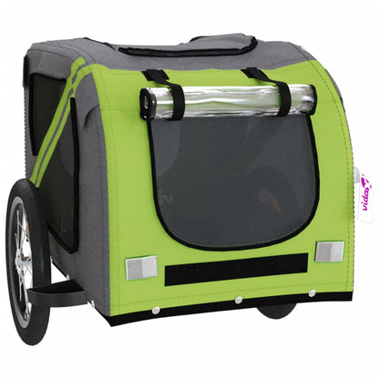 Rimorchio da Bici per Animali Verde e Grigio Oxford e Ferro | homemem39