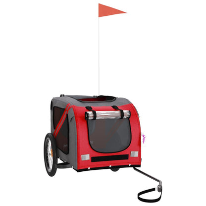Rimorchio da Bici per Animali Rosso e Grigio Oxford e Ferro - homemem39