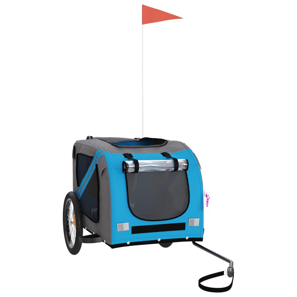 Rimorchio da Bici per Animali Blu e Grigio Oxford e Ferro - homemem39