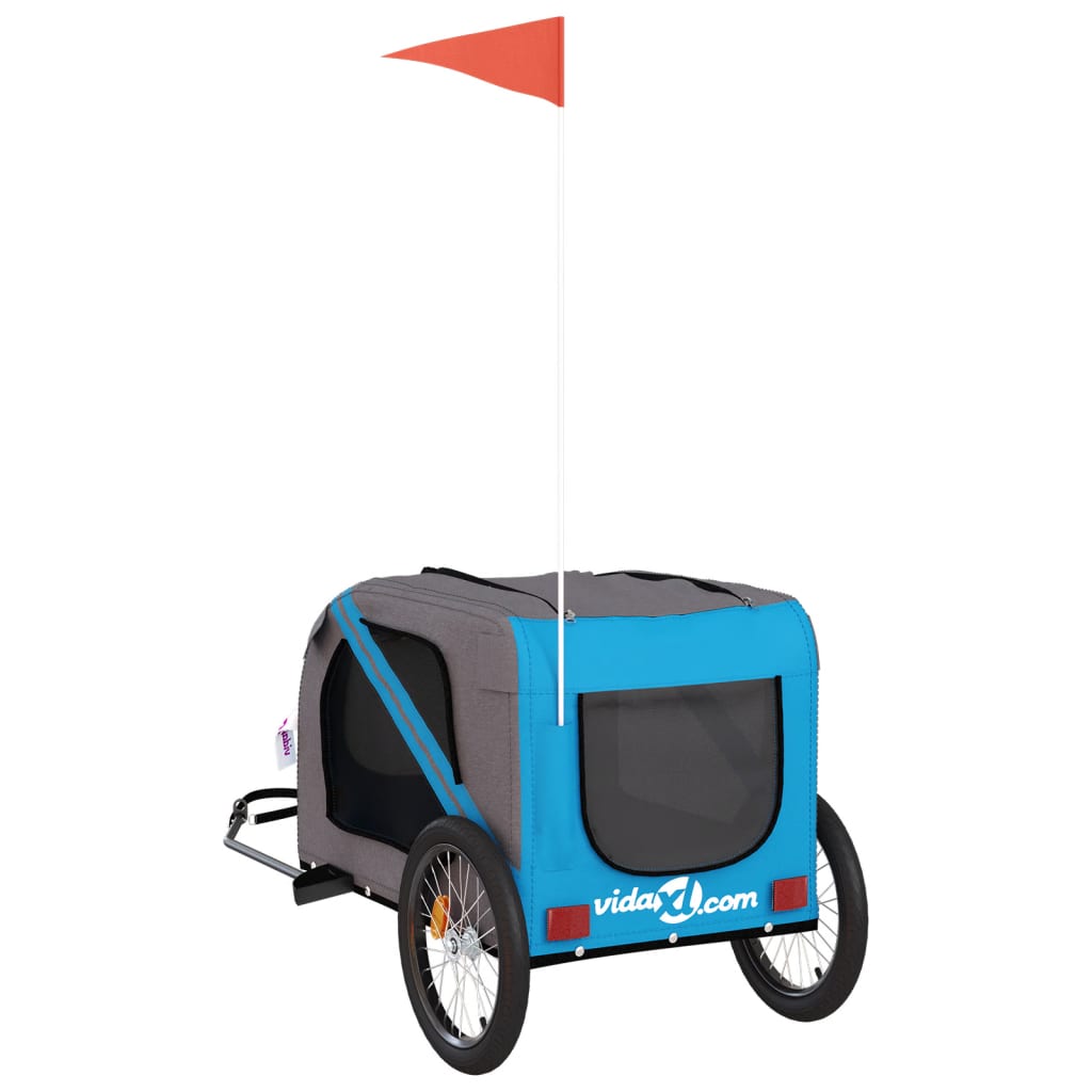 Rimorchio da Bici per Animali Blu e Grigio Oxford e Ferro - homemem39