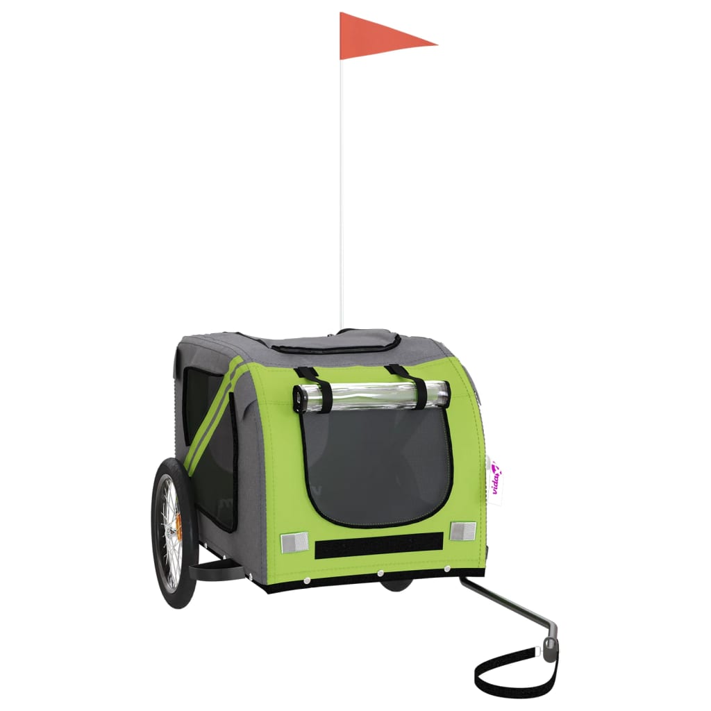 Rimorchio da Bici per Animali Verde e Grigio Oxford e Ferro - homemem39