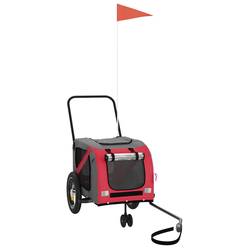 Rimorchio da Bici per Animali Rosso e Nero Oxford e Ferro - homemem39