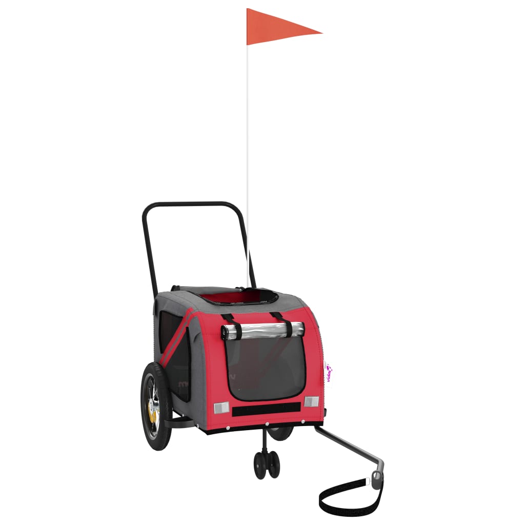 Rimorchio da Bici per Animali Rosso e Nero Oxford e Ferro - homemem39