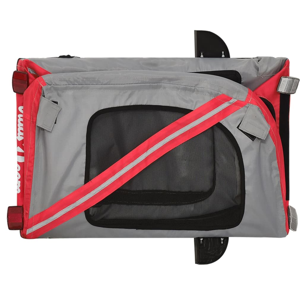 Rimorchio da Bici per Animali Rosso e Nero Oxford e Ferro - homemem39