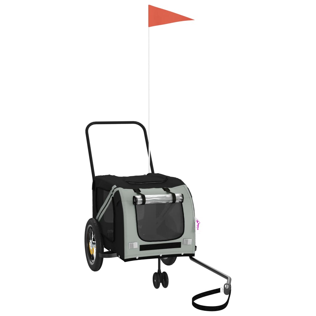 Rimorchio da Bici per Animali Grigio e Nero Oxford e Ferro - homemem39