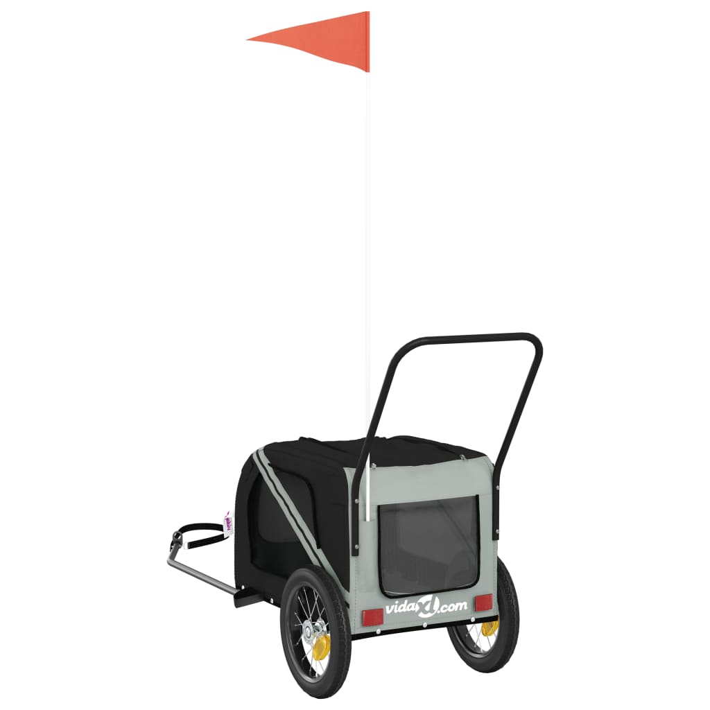 Rimorchio da Bici per Animali Grigio e Nero Oxford e Ferro - homemem39