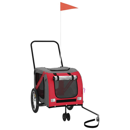 Rimorchio da Bici per Animali Rosso e Grigio Oxford e Ferro - homemem39