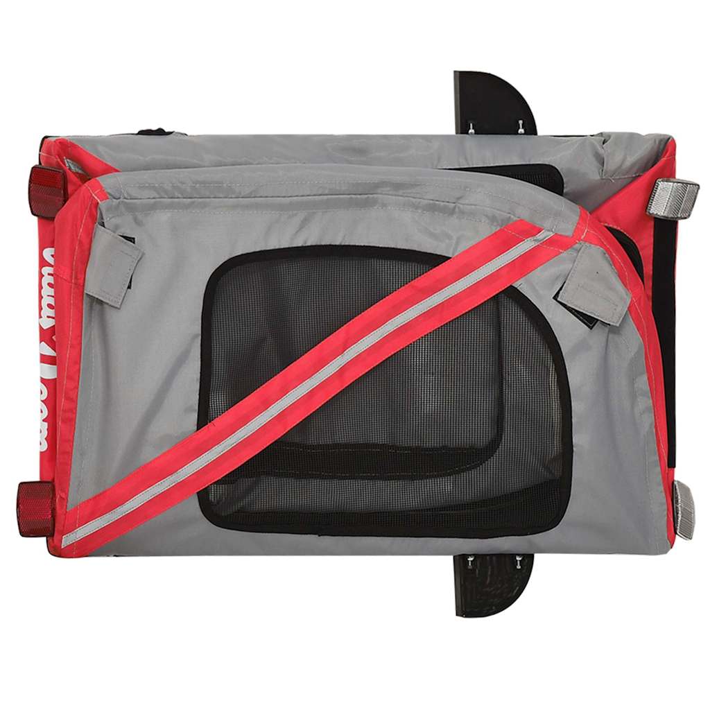Rimorchio da Bici per Animali Rosso e Grigio Oxford e Ferro - homemem39