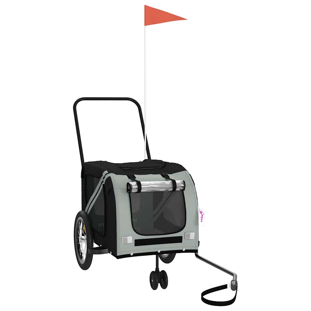 Rimorchio da Bici per Animali Grigio e Nero Oxford e Ferro - homemem39